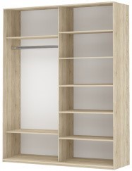 Шкаф двухдверный Прайм (ДСП/Зеркало) 1600x570x2300, белый снег в Абакане - изображение 1