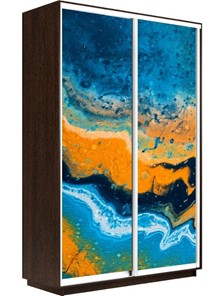 Шкаф 2-х дверный Экспресс 1600x600x2400, Абстракция оранжево-голубая/венге в Абакане