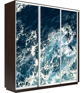 Шкаф 3-створчатый Экспресс 1800х450х2200, Морские волны/венге в Абакане