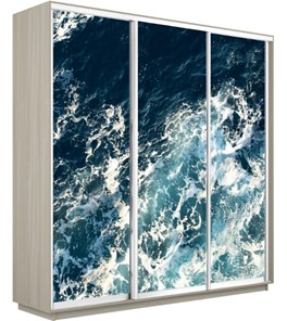 Шкаф 3-дверный Экспресс 1800х600х2400, Морские волны/шимо светлый в Абакане
