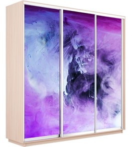 Шкаф 3-дверный Экспресс 2100х600х2400, Фиолетовый дым/дуб молочный в Абакане