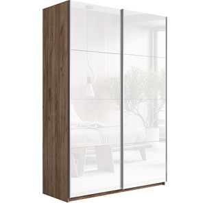 Шкаф 2-х дверный Прайм (Белое стекло/Белое стекло) 1600x570x2300, Крафт табачный в Абакане