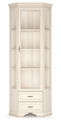 Угловой шкаф-витрина Сиена, Бодега белый / патина золото в Абакане - изображение