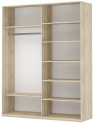 Шкаф 2-х дверный Прайм (Зеркало/Белое стекло) 1400x570x2300, венге в Абакане - предосмотр 1