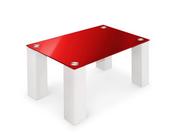 Журнальный столик Колизей-8, белый/красное стекло в Абакане
