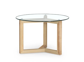 Столик круглый Оникс-8, Натуральный массив/Прозрачное стекло в Абакане