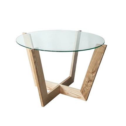 Журнальный столик Оникс-10, Натуральный массив/Прозрачное стекло в Абакане - изображение