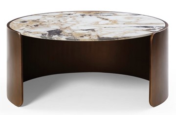Стол круглый журнальный CT3095CL (D90) белая керамика /бронзовый в Абакане