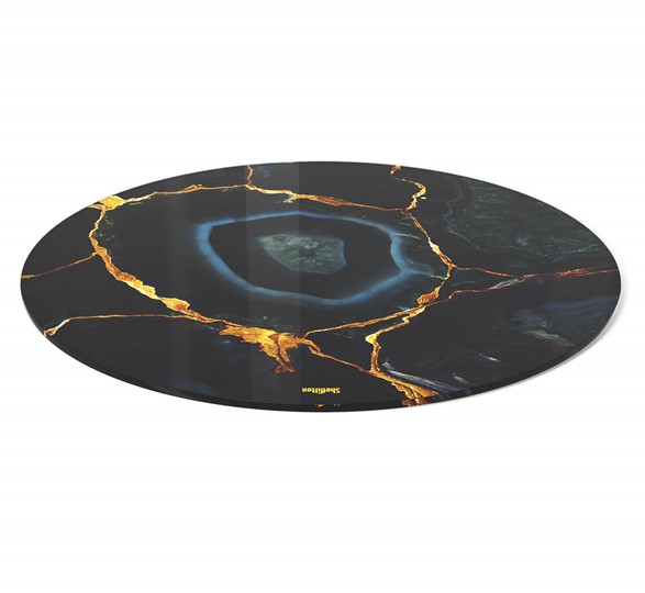 Круглый столик SHT-TU37 / SHT-TT32 60 стекло/МДФ (титановый кварц/черный муар) в Абакане - изображение 3