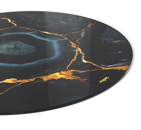 Круглый столик SHT-TU37 / SHT-TT32 60 стекло/МДФ (титановый кварц/черный муар) в Абакане - изображение 4