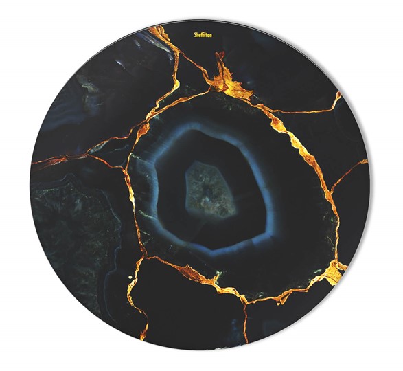 Круглый столик SHT-TU37 / SHT-TT32 60 стекло/МДФ (титановый кварц/черный муар) в Абакане - изображение 2
