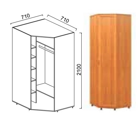 Угловой шкаф Александра-1, ПР-1, шимо светлый, МДФ с кожзамом в Абакане - изображение