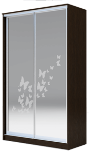 Шкаф 2-х створчатый 2200х1682х420 два зеркала, "Бабочки" ХИТ 22-4-17-66-05 Венге Аруба в Абакане