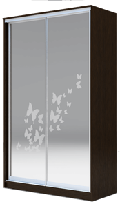 Шкаф 2-х дверный 2400х1362х620 два зеркала, "Бабочки" ХИТ 24-14-66-05 Венге Аруба в Абакане - предосмотр
