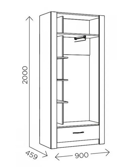 Шкаф гардеробный Ева 5 М1 дуб ирландский/белый матовый в Абакане - изображение 2