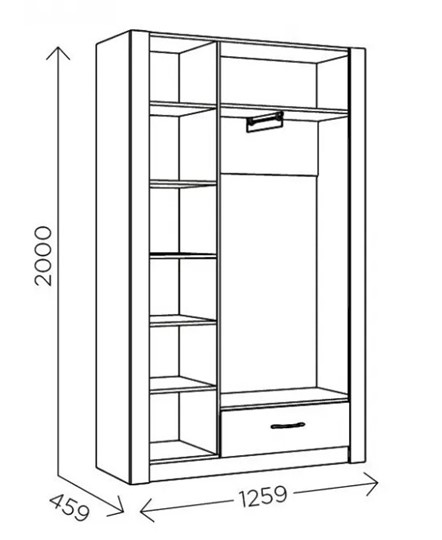 Шкаф гардеробный Ева 5 М2 дуб ирландский/белый матовый в Абакане - изображение 2