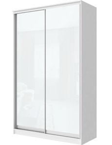 Шкаф 2-х дверный Хит-22-14-22 с цветным стеклом, белое №10, Белый корпус в Абакане