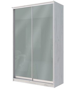 Шкаф 2-х створчатый Хит-22-14-22 с цветным стеклом, средне-серый 074, Дуб крафт белый в Абакане