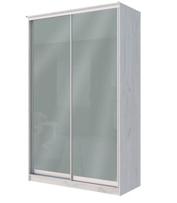 Шкаф 2-х дверный Хит-22-4-12/2-22 с цветным стеклом, средне-серый 074, Дуб крафт белый в Абакане