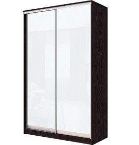 Шкаф 2-х дверный Хит-22-4-14-22 с цветным стеклом, белое №10, Венге в Абакане