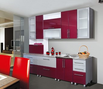Модульный кухонный гарнитур Мыло 224 2600, цвет Бордо металлик/Серебристый металлик в Абакане