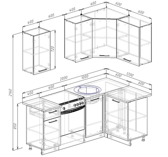 Кухонный угловой гарнитур Латте-2000х1200 в Абакане - изображение 1