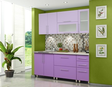 Гарнитур кухонный Мыло 224 2000х718, цвет Фиолет/Пастель фиолет в Абакане