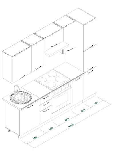 Гарнитур кухонный МК ТЕХНО Комплект №8 2,4м ПВХ Оленна в Абакане - изображение 8