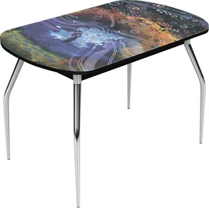 Обеденный раздвижной стол Ривьера исп.2 хром №5 (Exclusive h188/черный) в Абакане