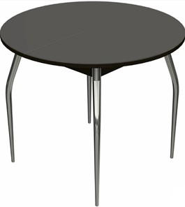 Обеденный раздвижной стол Ривьера исп. круг хром №5 (стекло коричневое/венге) в Абакане