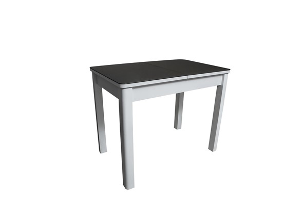 Кухонный раскладной стол Айсберг-2СТ белое/черное/прямые массив в Абакане - изображение