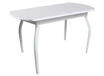 Обеденный стол ПГ-06 ЛДСП, белый ЛДСП/32 гнутые крашеные металл белый в Абакане