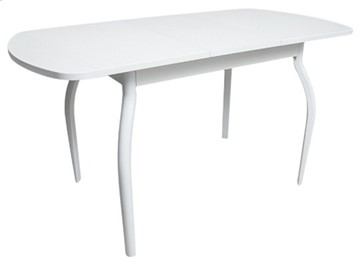 Кухонный стол раскладной ПГ-01 ЛДСП, белый ЛДСП/32 гнутые крашеные металл белый в Абакане