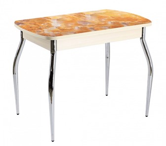 Кухонный стол раскладной ПГ мини СТФ, дуб молочный лдсп/оникс/35 хром гнутые в Абакане
