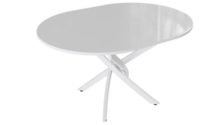 Раздвижной стол Diamond тип 3 (Белый муар/Белый глянец) в Абакане - изображение 1