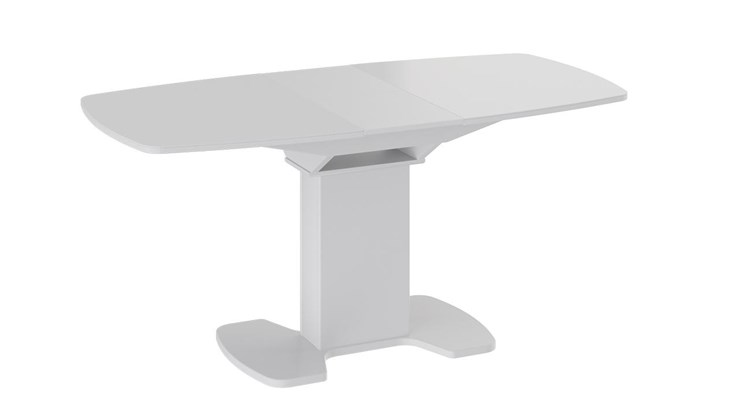 Кухонный стол раздвижной Портофино (СМ(ТД)-105.02.11(1)), цвет Белый глянец/Стекло белое в Абакане - изображение 1