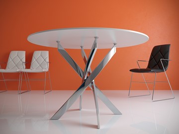 Обеденный стол Kenner R1000 (Хром/Стекло белое глянец) в Абакане - предосмотр 1