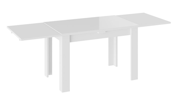 Кухонный стол раскладной Норман тип 1, цвет Белый/Стекло белый глянец в Абакане - изображение 1