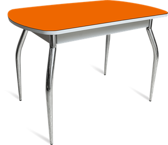 Кухонный стол ПГ-04 СТ белое/оранжевое/хром фигурные в Абакане - предосмотр