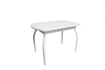 Кухонный раздвижной стол ПГ-02СТ белое/белое/крашенные фигурные в Абакане - предосмотр