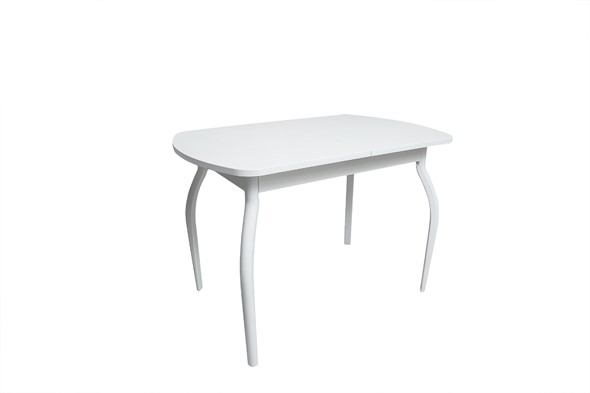 Кухонный раздвижной стол ПГ-02СТ белое/белое/крашенные фигурные в Абакане - изображение