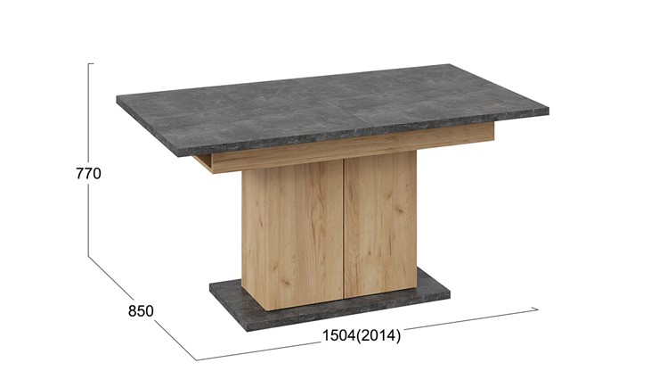 Обеденный раздвижной стол Детройт тип 1 (Дуб Крафт золотой/Ателье) в Абакане - изображение 4