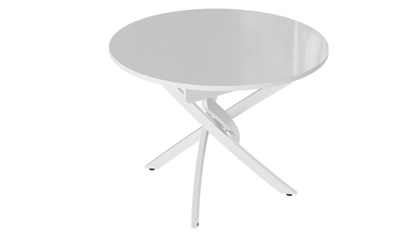 Раздвижной стол Diamond тип 3 (Белый муар/Белый глянец) в Абакане - изображение