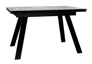Кухонный раздвижной стол DikLine DKL140 Керамика Серый мрамор/опоры черные (2 уп.) в Абакане - предосмотр