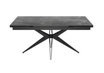 Кухонный раскладной стол DikLine KW160 мрамор С45 (керамика черная)/опоры черные в Абакане