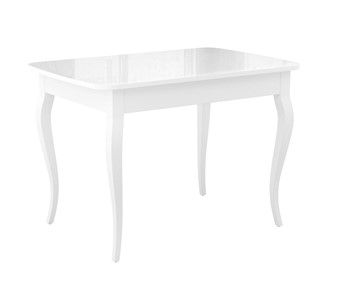 Кухонный стол раскладной Dikline M110 Белый/стекло белое глянец/ножки MC белые в Абакане