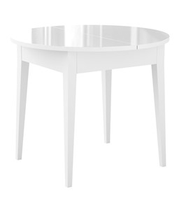 Кухонный стол раскладной Dikline MR100 Белый/стекло белое глянец/ножки MM белые в Абакане