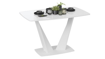 Кухонный стол раздвижной Фабио тип 1 (Белый матовый, Стекло глянцевое белое) в Абакане