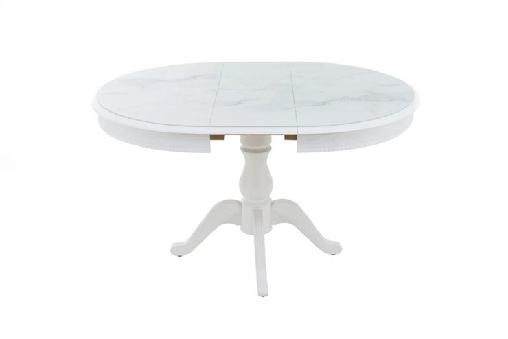 Кухонный раскладной стол Фабрицио-1 Glass, Круг 1000, фотопечать (Мрамор 11) в Абакане - изображение 3