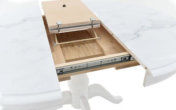 Кухонный раскладной стол Фабрицио-1 Glass, Круг 1000, фотопечать (Мрамор 11) в Абакане - предосмотр 4